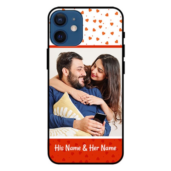 Iphone 12 Mini Custom Glass Phone Case  - Orange Love Symbol Design