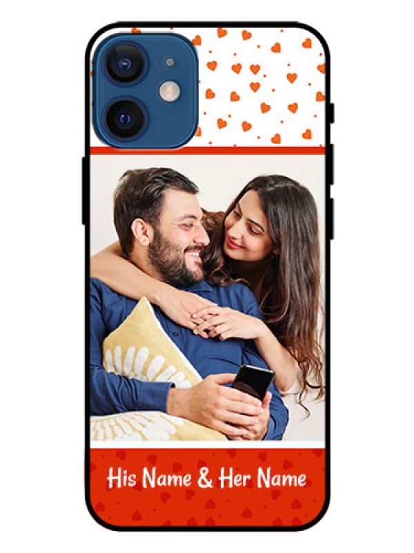 Custom Iphone 12 Mini Custom Glass Phone Case  - Orange Love Symbol Design