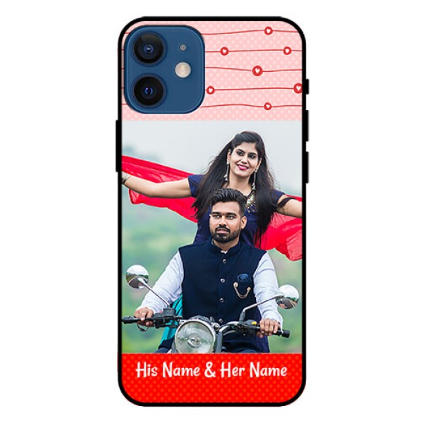 Iphone 12 Mini Personalized Glass Phone Case  - Red Pattern Case Design
