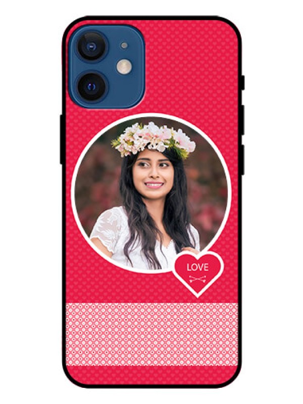 Custom Iphone 12 Mini Personalised Glass Phone Case  - Pink Pattern Design