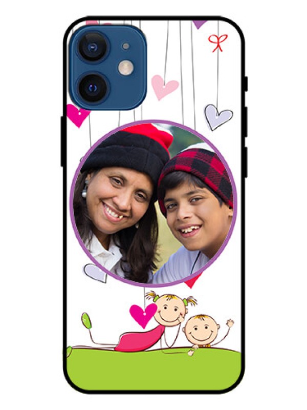 Custom Iphone 12 Mini Photo Printing on Glass Case  - Cute Kids Phone Case Design