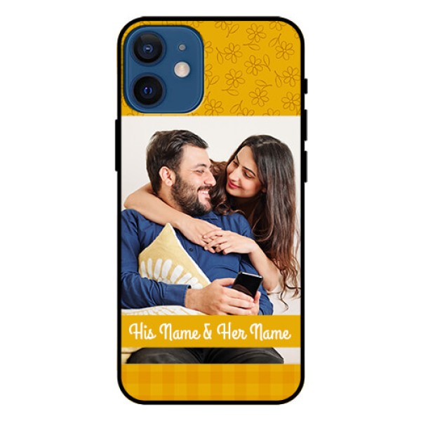 Iphone 12 Mini Custom Glass Mobile Case  - Yellow Floral Design