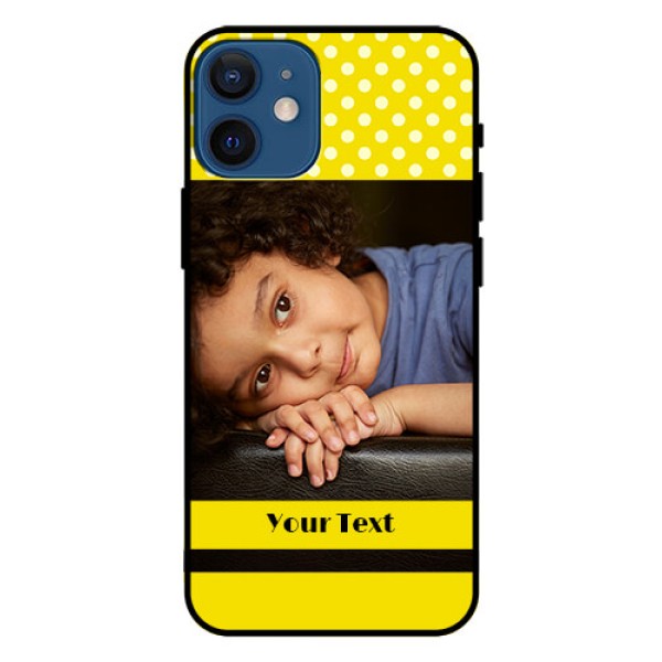 Iphone 12 Mini Custom Glass Phone Case  - Bright Yellow Case Design