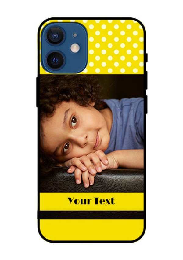 Iphone 12 Mini Custom Glass Phone Case  - Bright Yellow Case Design