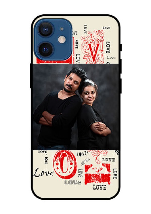 Iphone 12 Mini Photo Printing on Glass Case  - Trendy Love Design Case