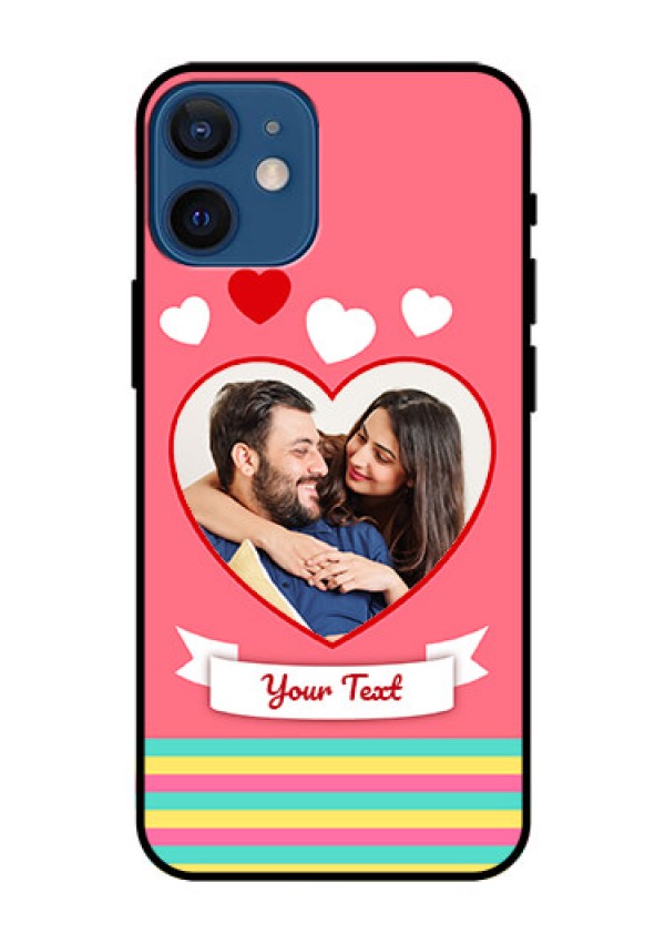 Iphone 12 Mini Photo Printing on Glass Case  - Love Doodle Design