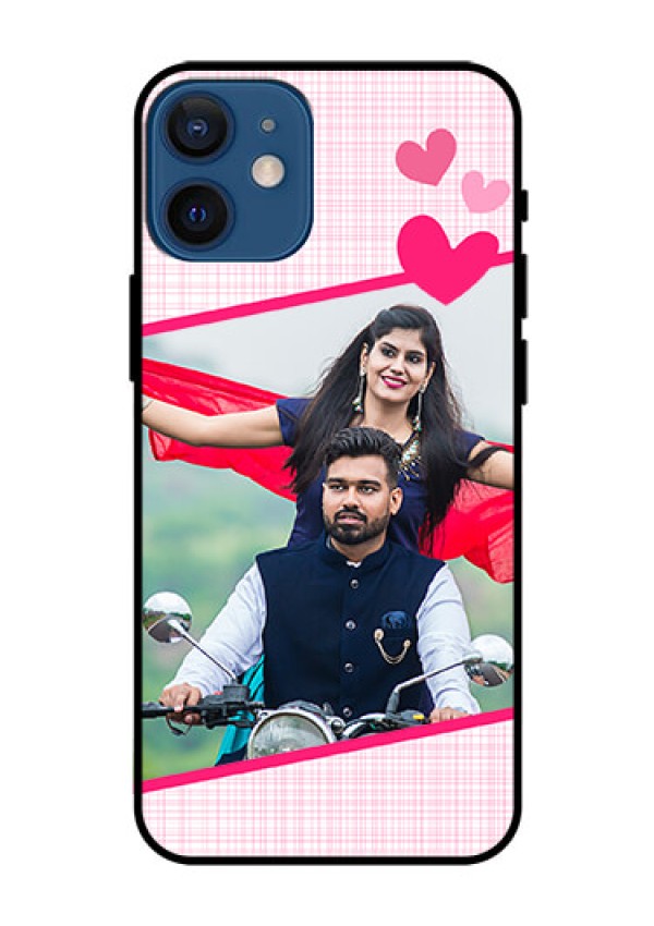Iphone 12 Mini Custom Glass Phone Case  - Love Shape Heart Design