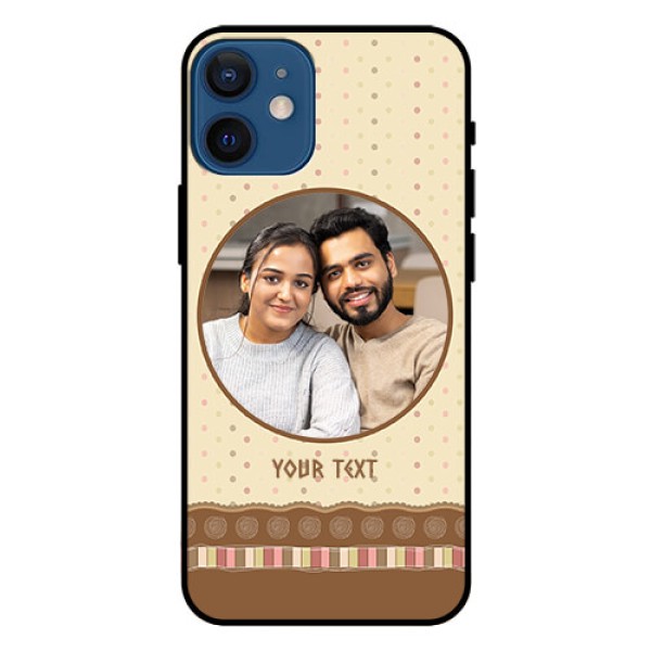 Iphone 12 Mini Custom Glass Mobile Case  - Brown Dotted Mobile Case Design