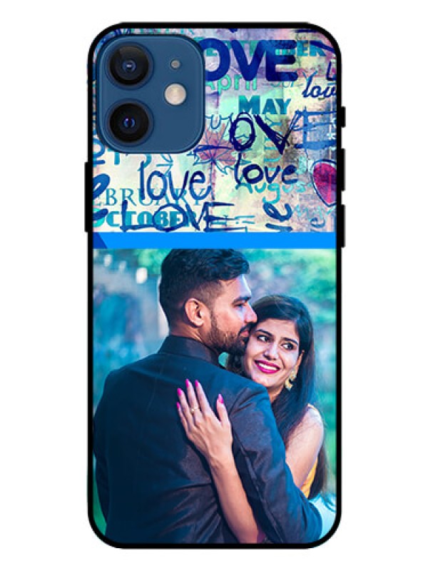 Custom Iphone 12 Mini Custom Glass Mobile Case  - Colorful Love Design