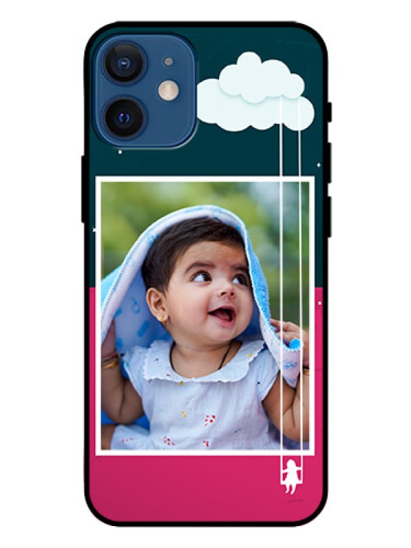 Custom Iphone 12 Mini Custom Glass Phone Case  - Cute Girl with Cloud Design