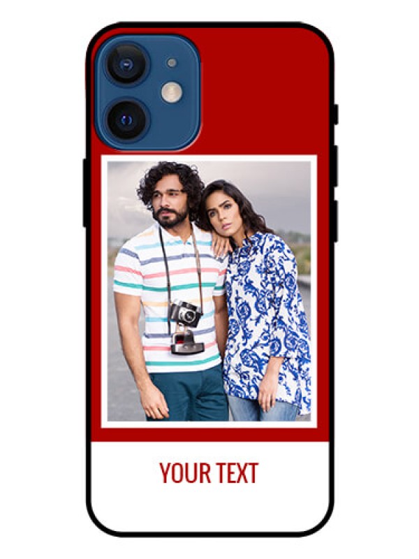 Custom Iphone 12 Mini Personalized Glass Phone Case  - Simple Red Color Design