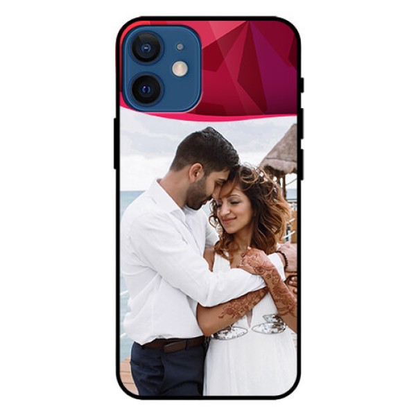 Iphone 12 Mini Custom Glass Mobile Case - Red Abstract Design Iphone 12 Mini Custom Glass Mobile Case - Red Abstract Design