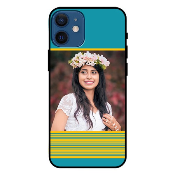 Iphone 12 Mini Custom Glass Phone Case  - Yellow & Blue Design 