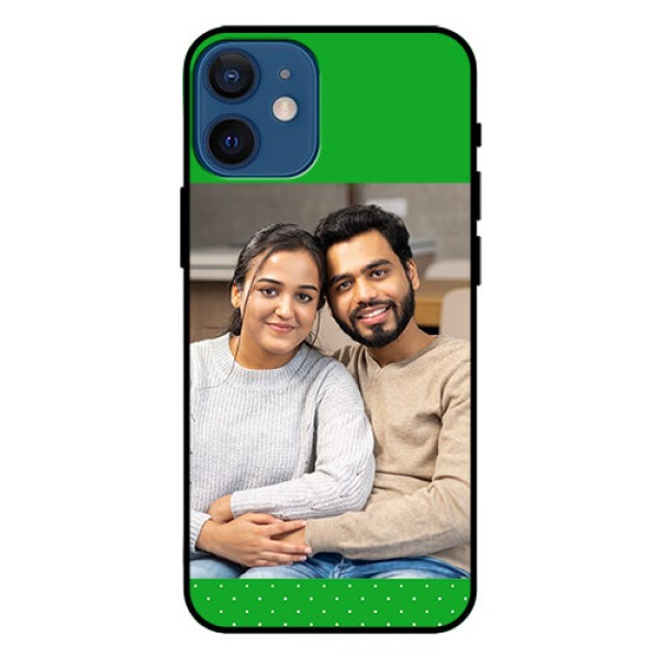 Iphone 12 Mini Personalized Glass Phone Case  - Green Pattern Design