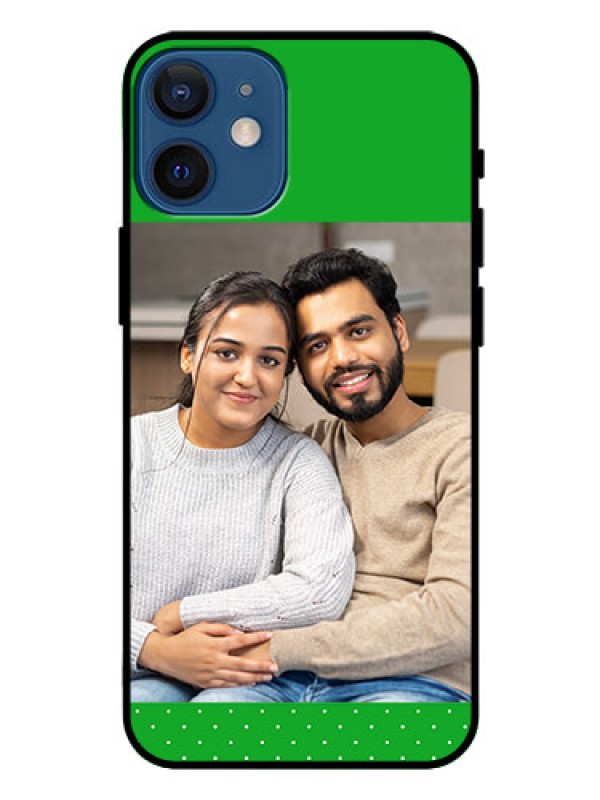 Custom Iphone 12 Mini Personalized Glass Phone Case  - Green Pattern Design