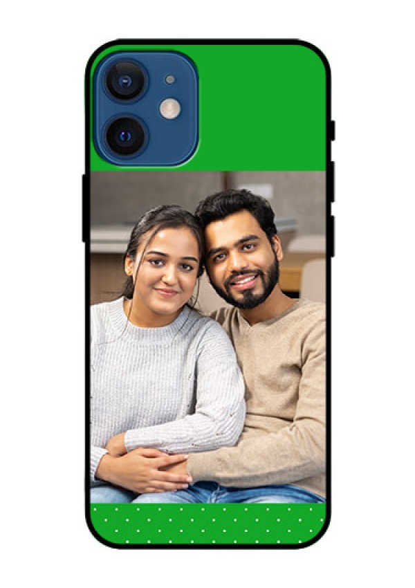 Iphone 12 Mini Personalized Glass Phone Case  - Green Pattern Design