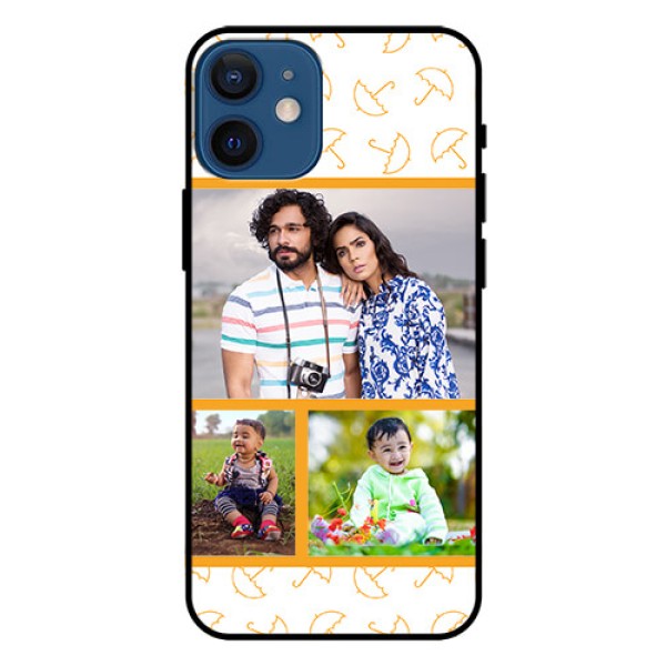 Iphone 12 Mini Custom Glass Mobile Case - Yellow Pattern Design Iphone 12 Mini Custom Glass Mobile Case - Yellow Pattern Design