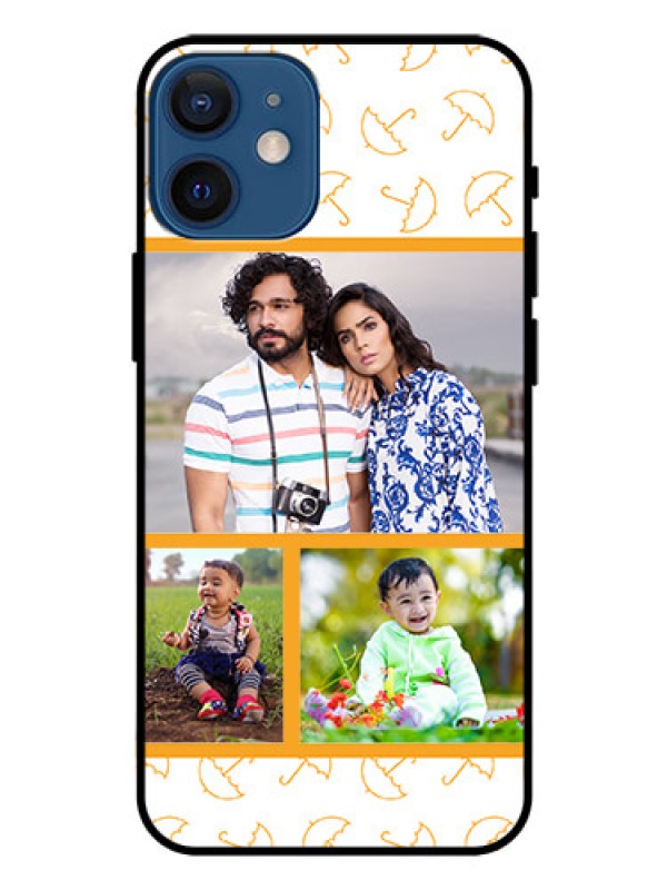 Custom Iphone 12 Mini Custom Glass Mobile Case  - Yellow Pattern Design