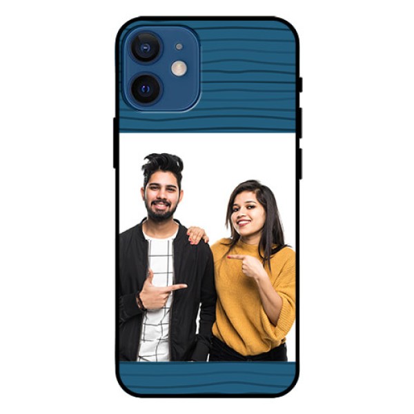 Iphone 12 Mini Custom Glass Phone Case  - Blue Pattern Cover Design