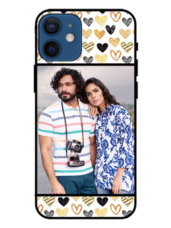 Custom Iphone 12 Mini Photo Printing on Glass Case  - Love Symbol Design