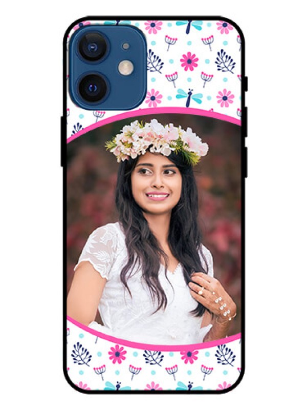 Custom Iphone 12 Mini Photo Printing on Glass Case  - Colorful Flower Design
