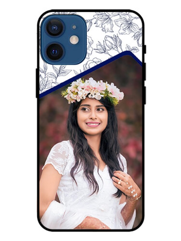 Custom Iphone 12 Mini Personalized Glass Phone Case  - Premium Floral Design