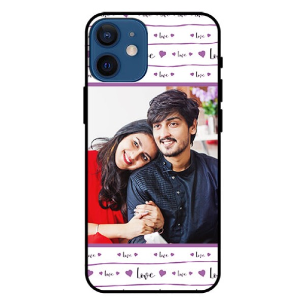 Iphone 12 Mini Custom Glass Mobile Case  - Couples Heart Design