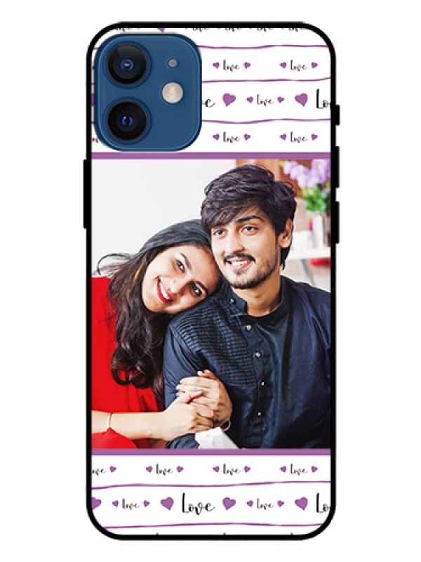 Custom Iphone 12 Mini Custom Glass Mobile Case  - Couples Heart Design