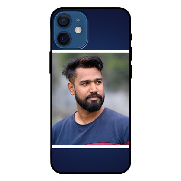 Iphone 12 Mini Personalized Glass Phone Case  - Simple Royal Blue Design