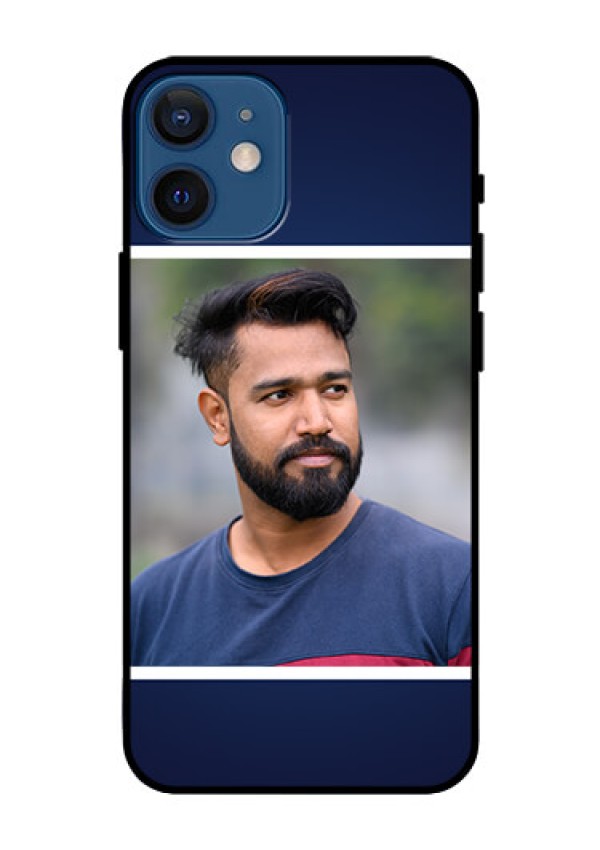 Iphone 12 Mini Personalized Glass Phone Case  - Simple Royal Blue Design