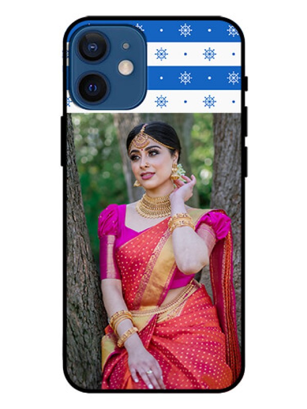 Custom Iphone 12 Mini Photo Printing on Glass Case  - Snow Pattern Design