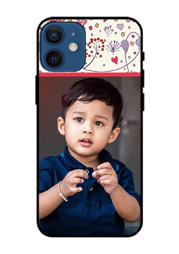 Iphone 12 Mini Custom Glass Mobile Case  - Premium Floral Design