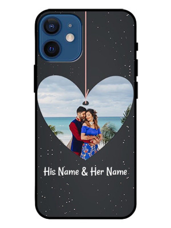 Custom Iphone 12 Mini Custom Glass Phone Case  - Hanging Heart Design