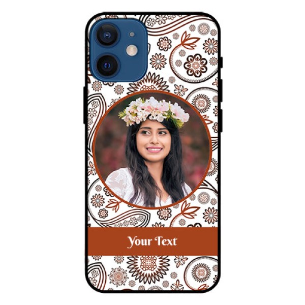 Iphone 12 Mini Custom Glass Mobile Case  - Abstract Floral Design 