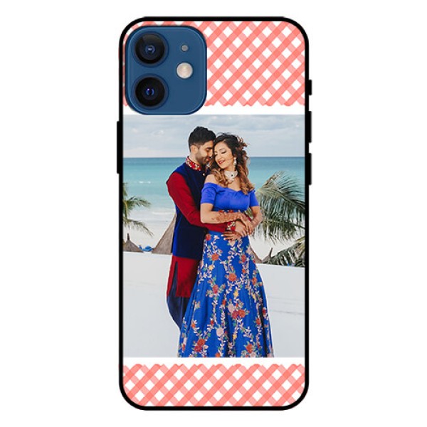 Iphone 12 Mini Personalized Glass Phone Case  - Pink Pattern Design