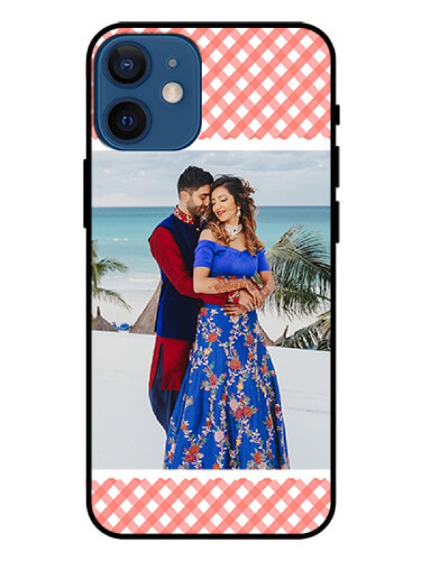 Custom Iphone 12 Mini Personalized Glass Phone Case  - Pink Pattern Design