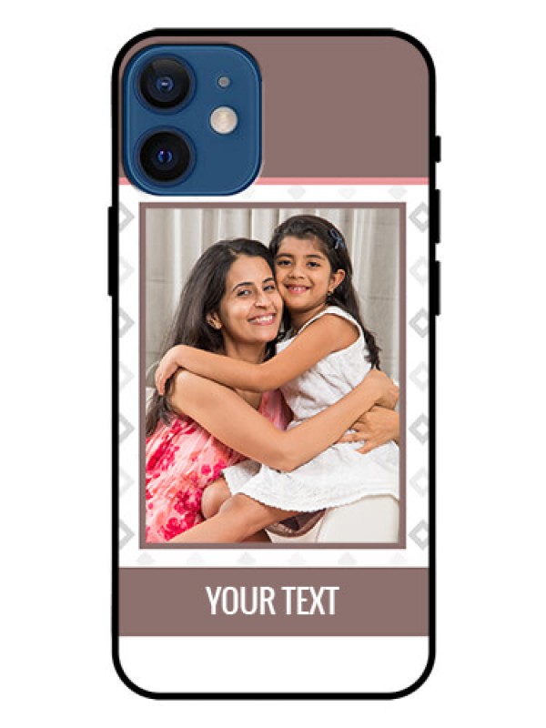 Custom Iphone 12 Mini Photo Printing on Glass Case  - Simple Diamond Design