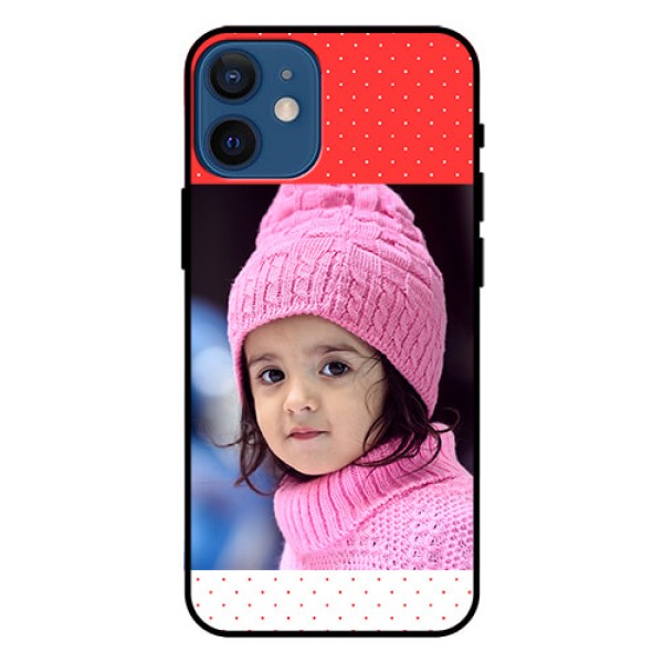 Iphone 12 Mini Photo Printing on Glass Case  - Red Pattern Design