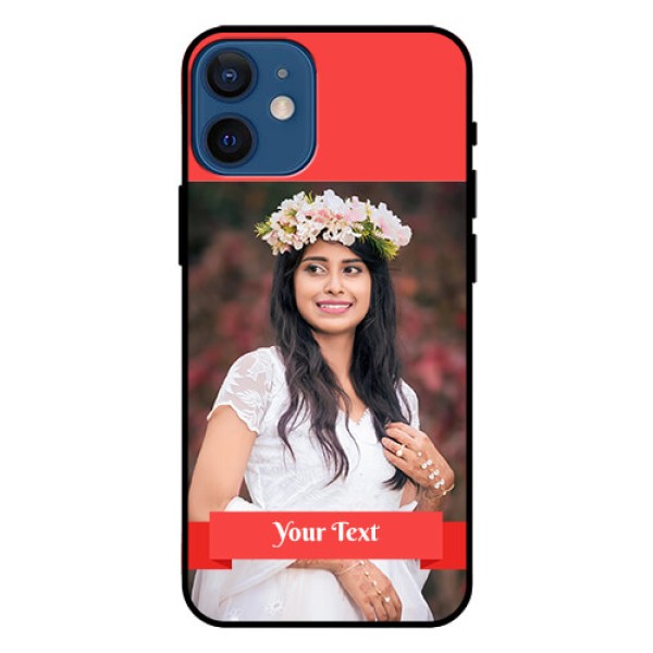 Iphone 12 Mini Custom Glass Phone Case  - Simple Red Color Design