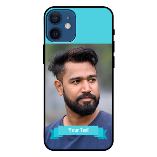 Iphone 12 Mini Personalized Glass Phone Case - Simple Blue Color Design Iphone 12 Mini Personalized Glass Phone Case - Simple Blue Color Design