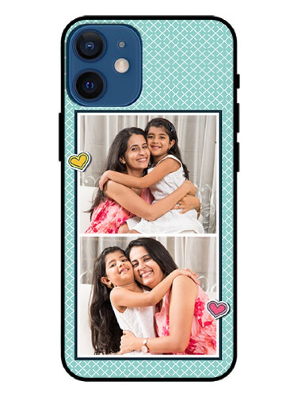 Custom Iphone 12 Mini Custom Glass Phone Case  - 2 Image Holder with Pattern Design