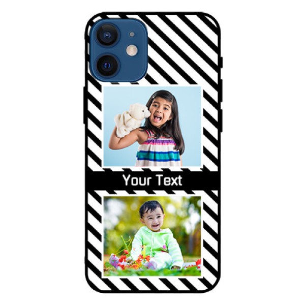 Iphone 12 Mini Photo Printing on Glass Case - Black And White Stripes Design Iphone 12 Mini Photo Printing on Glass Case - Black And White Stripes Design