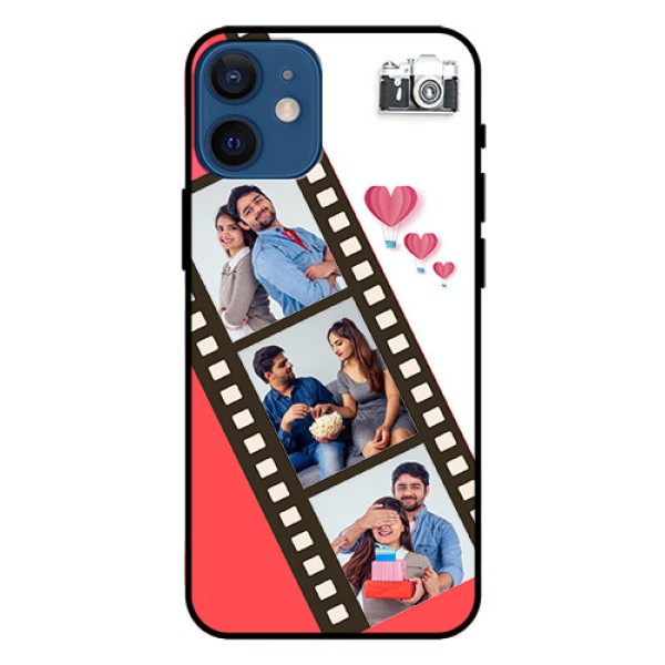 Iphone 12 Mini Personalized Glass Phone Case  - 3 Image Holder with Film Reel