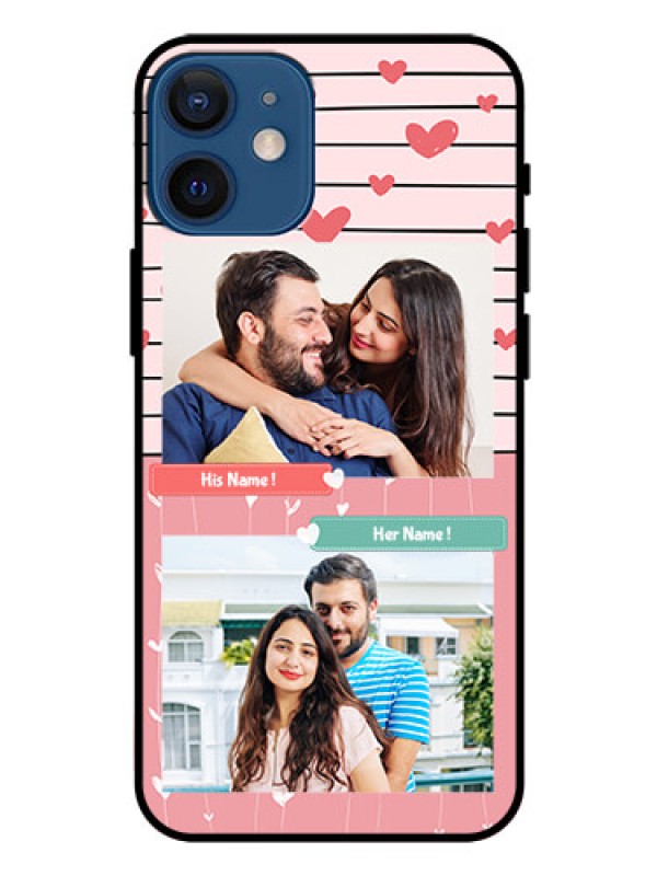 Custom Iphone 12 Mini Custom Glass Mobile Case  - Photo with Heart Design