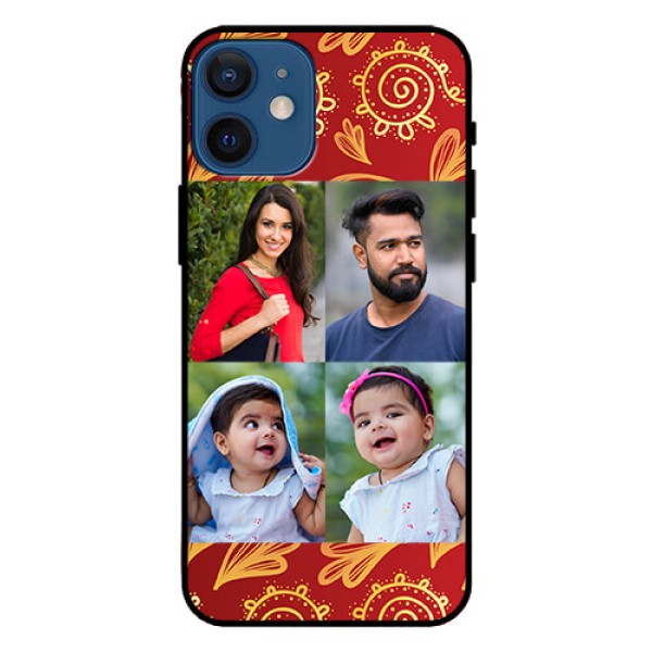 Iphone 12 Mini Photo Printing on Glass Case - 4 Image Traditional Design Iphone 12 Mini Photo Printing on Glass Case - 4 Image Traditional Design