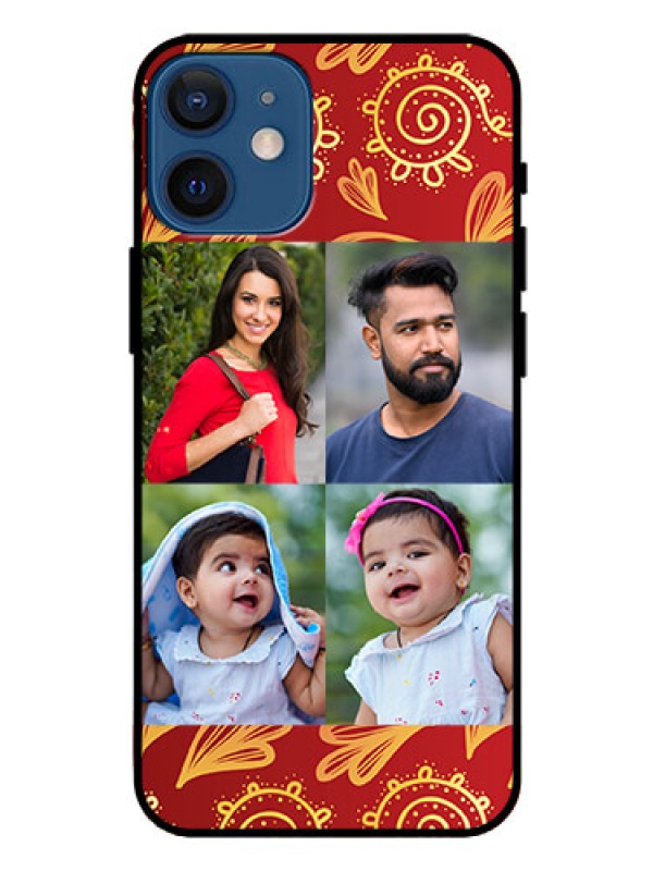 Custom Iphone 12 Mini Photo Printing on Glass Case  - 4 Image Traditional Design