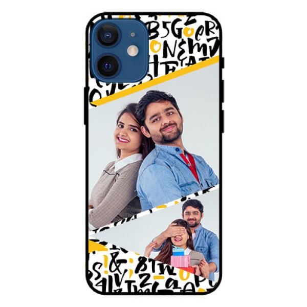 Iphone 12 Mini Custom Glass Mobile Case - Letters Pattern Design Iphone 12 Mini Custom Glass Mobile Case - Letters Pattern Design