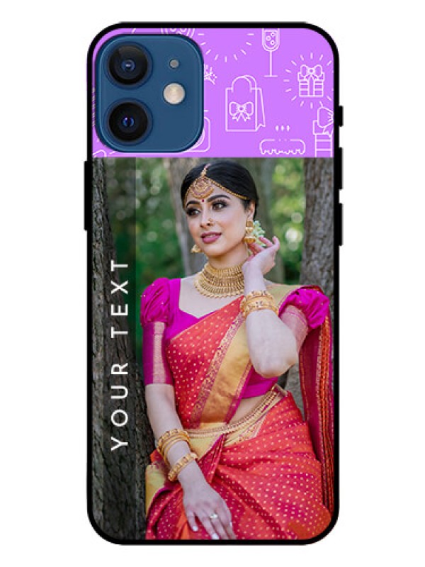 Custom Iphone 12 Mini Custom Glass Mobile Case  - Birthday Icons Design