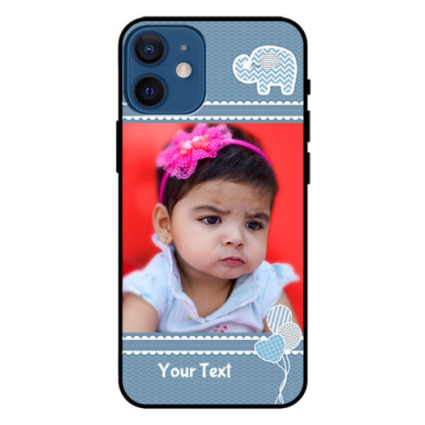 Iphone 12 Mini Photo Printing on Glass Case  - with Kids Pattern Design
