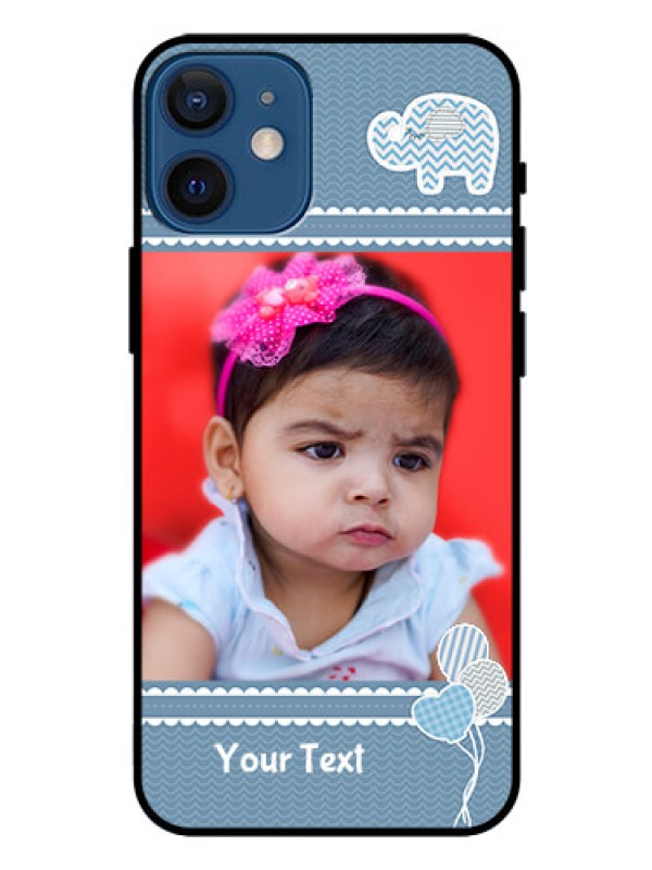 Custom Iphone 12 Mini Photo Printing on Glass Case  - with Kids Pattern Design